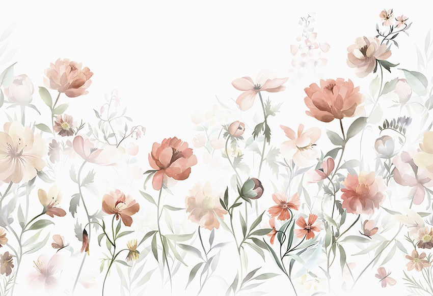 Kleurrijke bloementuin-thema behang