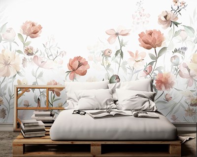 Kleurrijke bloementuin-thema behang
