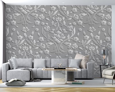 3D-reliëf bloementhema behang