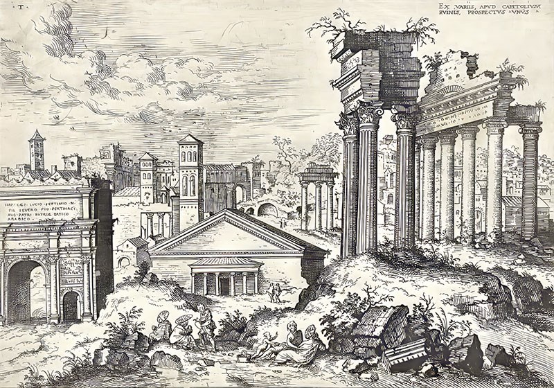 Antieke Romeinse Ruïnes Behang