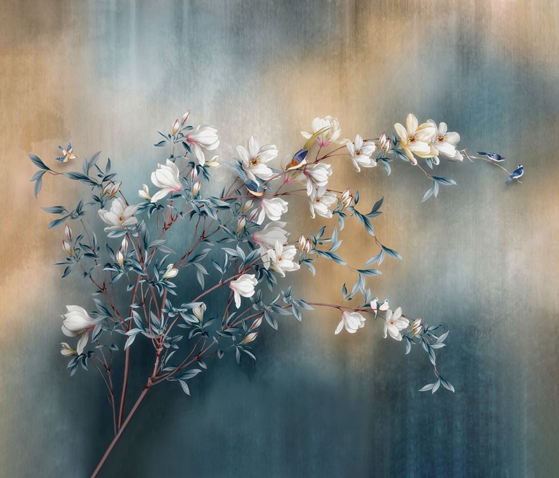 Artistieke bloemenpatroonbehang