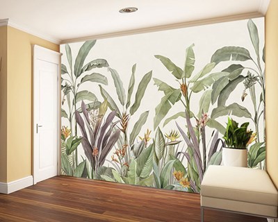 Tropische bladplanten als thema voor behang