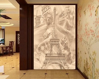Eiffeltoren en standbeeld-thema behang