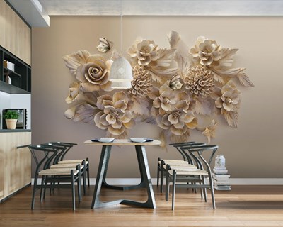 Bloemen met reliëfmotief behang