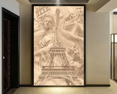 Eiffeltoren en standbeeld-thema behang