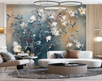 Artistieke bloemenpatroonbehang