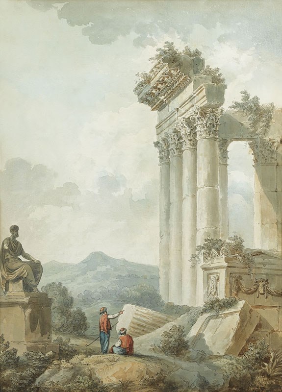 Oude Romeinse ruïne behang