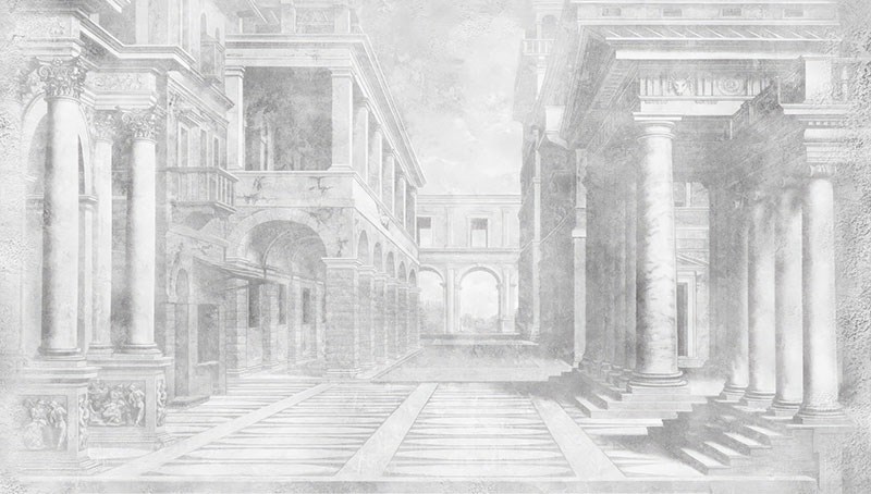 Oude architecturale structuur als thema voor behang