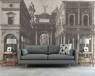 Behang met antieke architectuur als thema