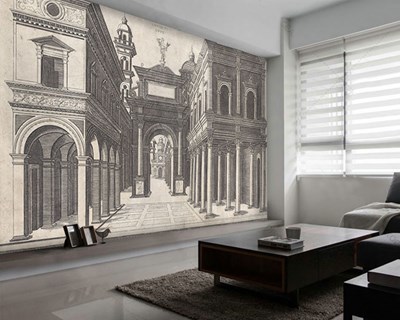 Behang met antieke architectuur als thema