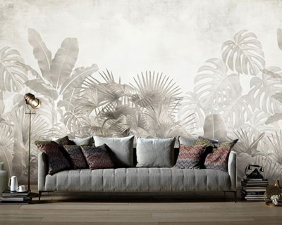 Artistieke tropische plantenthema behang