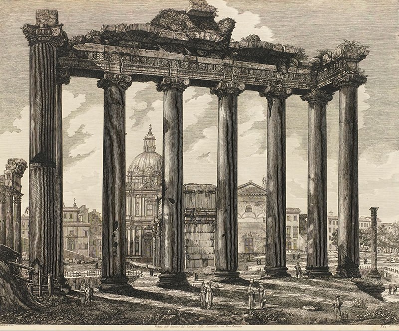 Oude Romeinse architectuur als thema voor behang