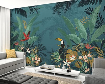 Wandbehang met tropisch regenwoud-thema