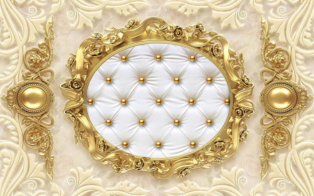 3D Gold Gedetailleerd Decoratief Behang