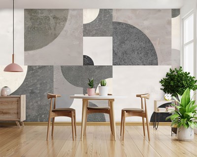 Grijs getinte geometrische patroonbehang 