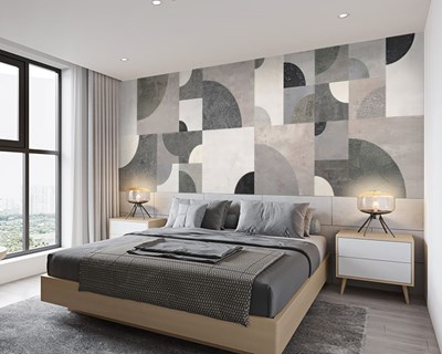 Grijs getinte geometrische patroonbehang 