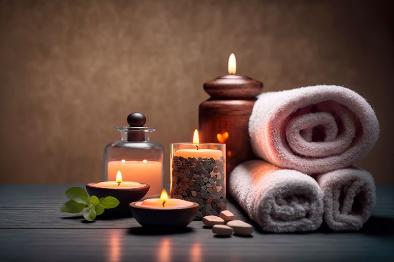 Spa Kaarsen Handdoek Thema Behang