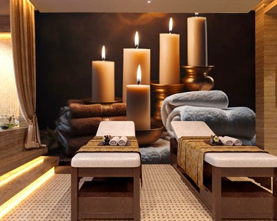 Kaarsen met afbeeldingen Massagesalon Behang