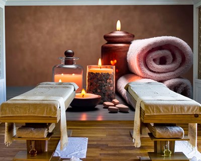 Spa Kaarsen Handdoek Thema Behang