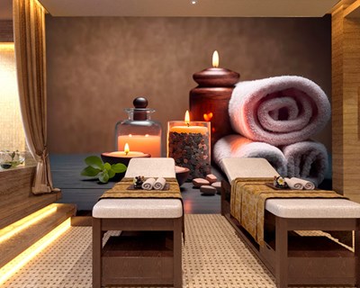 Spa Kaarsen Handdoek Thema Behang