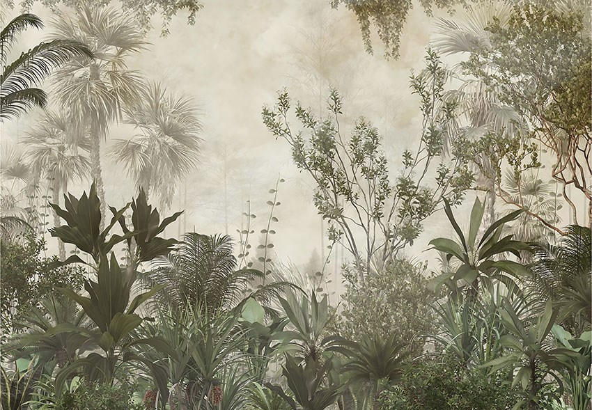 Tropisch bos landschap behang 