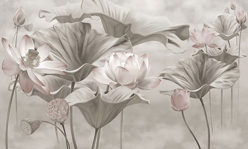 Artistieke bloemenbehang met afbeeldingen