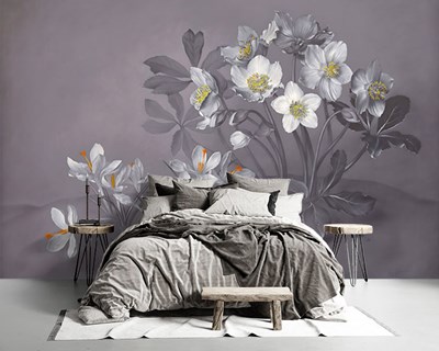 Kunstzinnige bloementhema behang