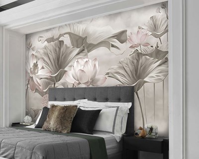Artistieke bloemenbehang met afbeeldingen