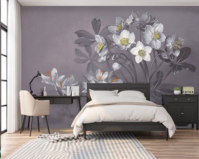 Kunstzinnige bloementhema behang