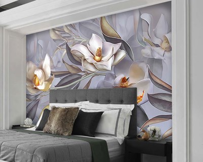 Artistieke bloemenbehang met afbeeldingen