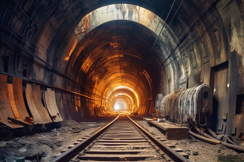 Ondergrondse tunnel-look behang