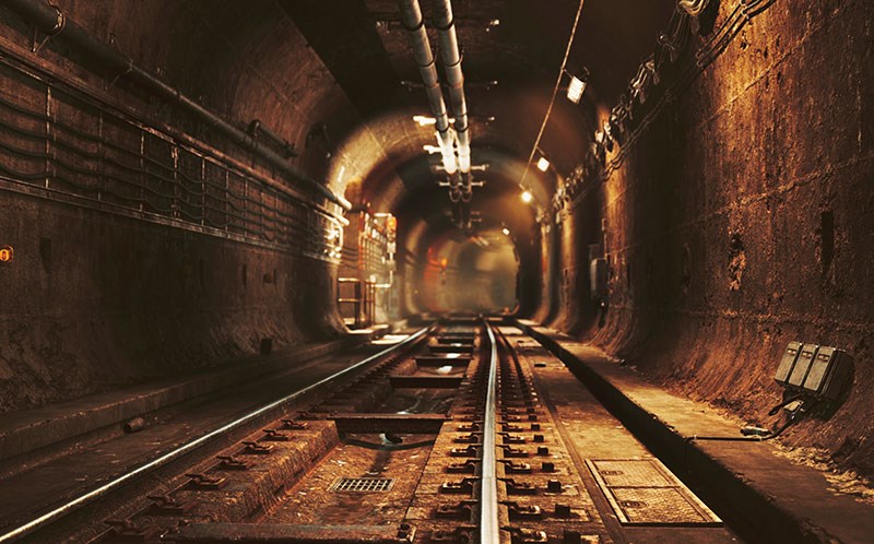 3D-behang met tunnelpanorama