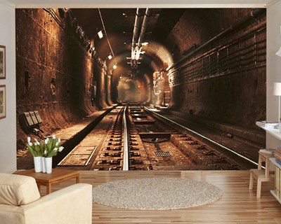Behang met uitzicht op ondergrondse tunnels