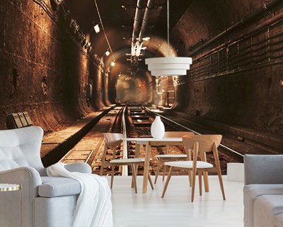 Behang met uitzicht op ondergrondse tunnels