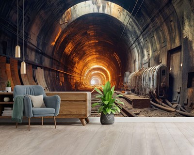 Ondergrondse tunnel-look behang