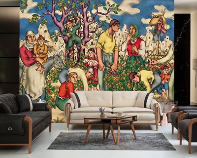 Neşet Günal Druivenoogst Schilderij Behang