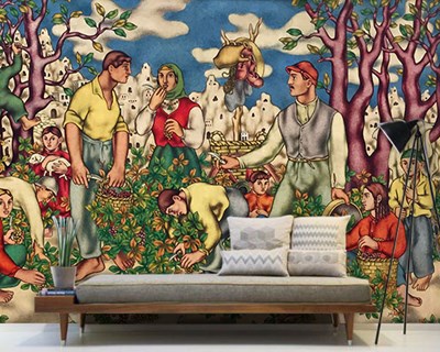 Neşet Günal Druivenoogst Schilderij Behang