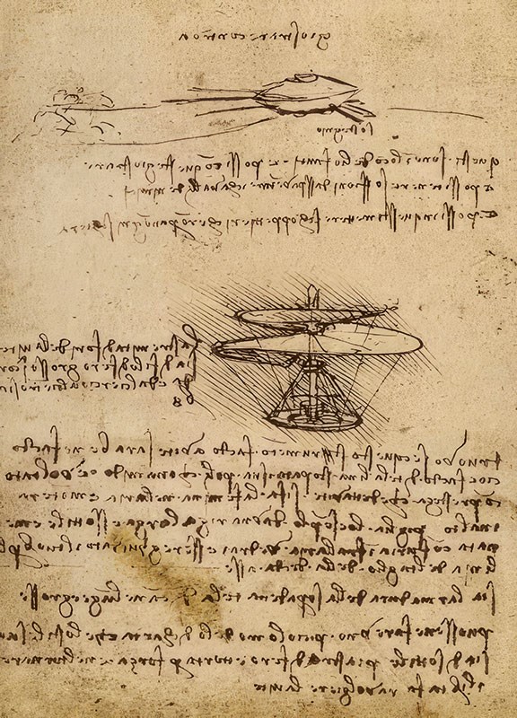 De uitvindingen van Leonardo da Vinci als behang