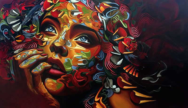 Abstract vrouw illustratie behang