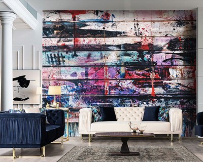 Geverfde houten vloerlook behang