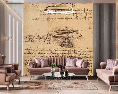 De uitvindingen van Leonardo da Vinci als behang