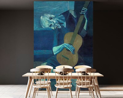Oude gitarist schilderij behang