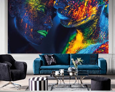 Met blacklight-techniek gefotografeerde fotobehang