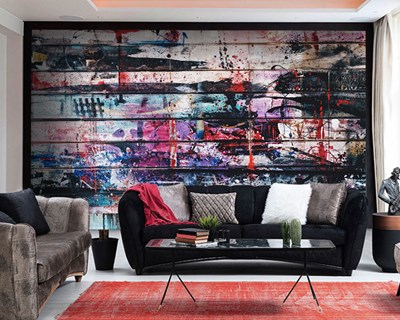 Geverfde houten vloerlook behang