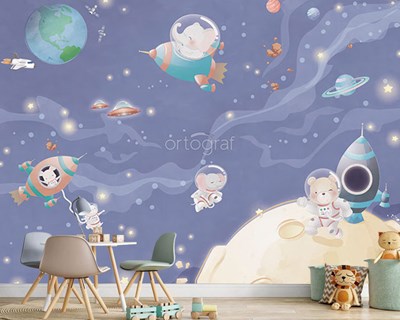 Kosmonaut en ruimtevaart-thema behang