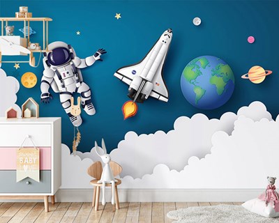 Astronaut en ruimte-origami behang