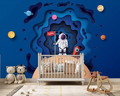 Astronaut en ruimte-origami behang