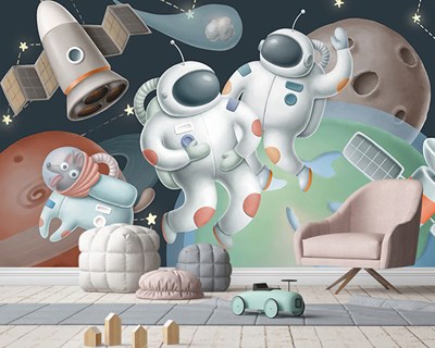 Leuke Astronauten en Planeten Behang