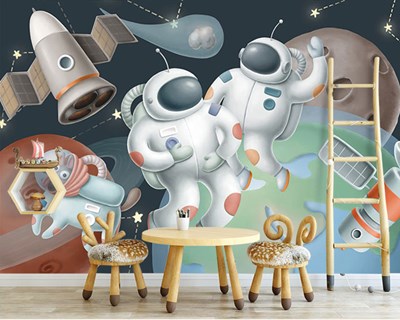 Leuke Astronauten en Planeten Behang