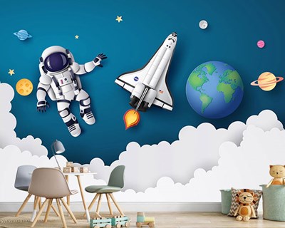 Astronaut en ruimte-origami behang